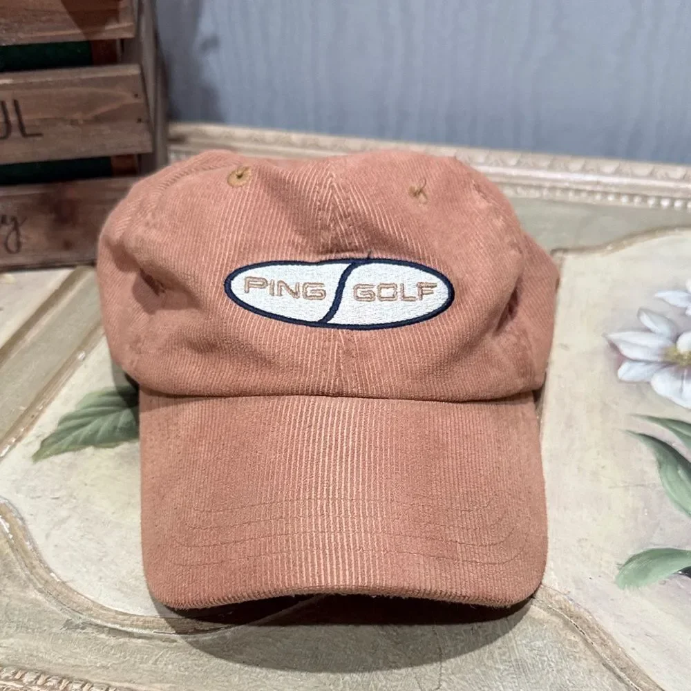 Vintage Ping Golf Corduroy Hook and Loop Adjustable Cap Hat Unisex